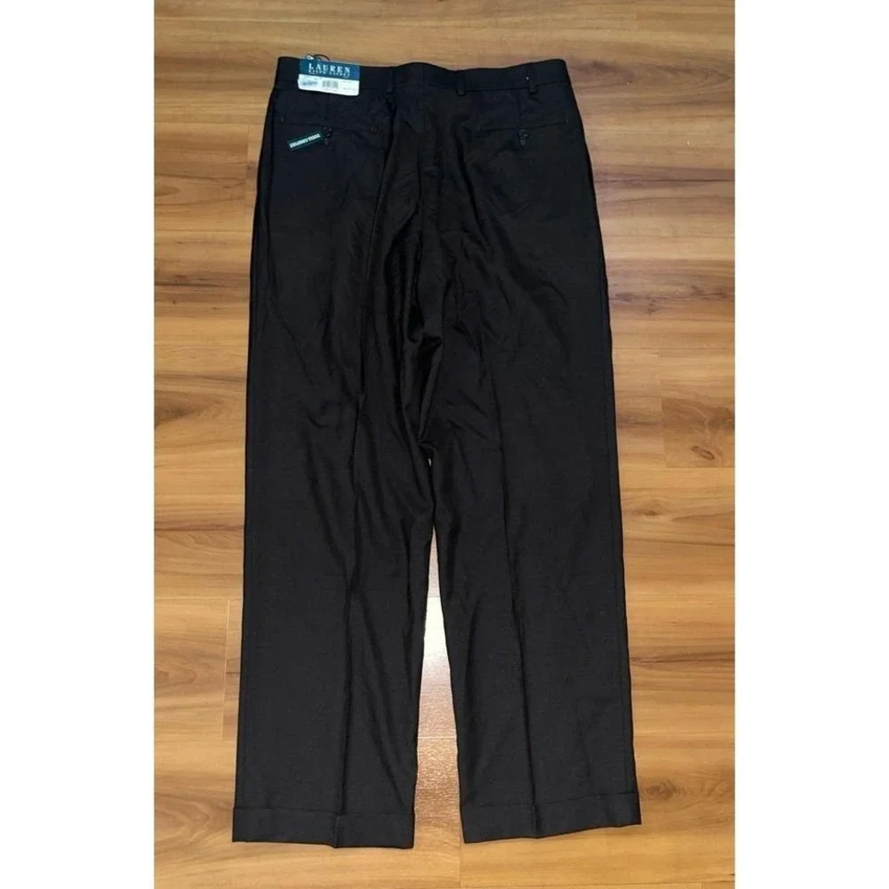 NWT Lauren Ralph Lauren 100% Wool Chocolate Pleated‎ Business Casual Dress Pants